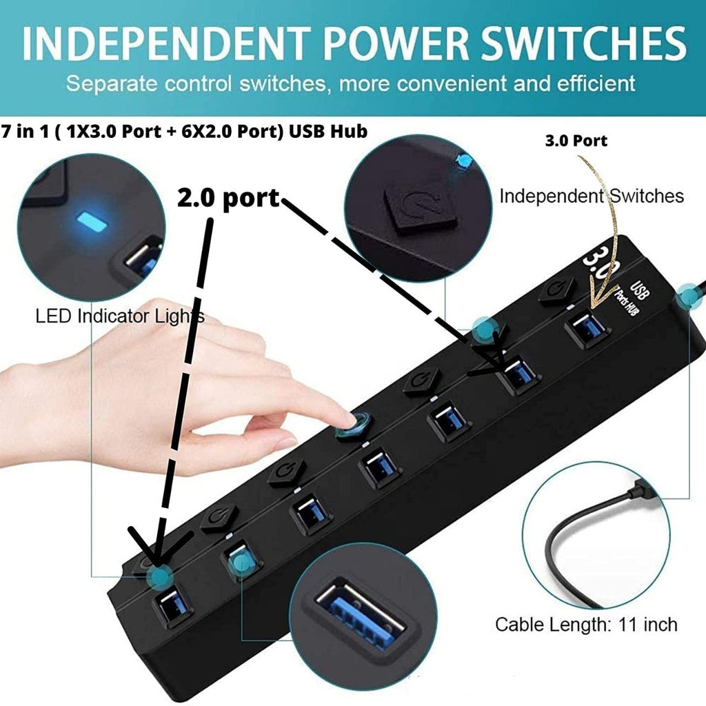 PREFFERS 7 PORT USB HUB